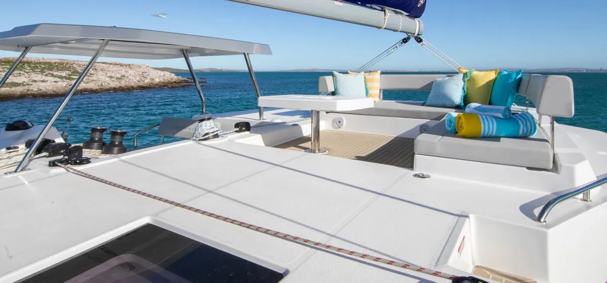 Deck of Moorings 4200/3/3 Exclusive, a Leopard 42 catamaran at Road Town, British Virgin Islands