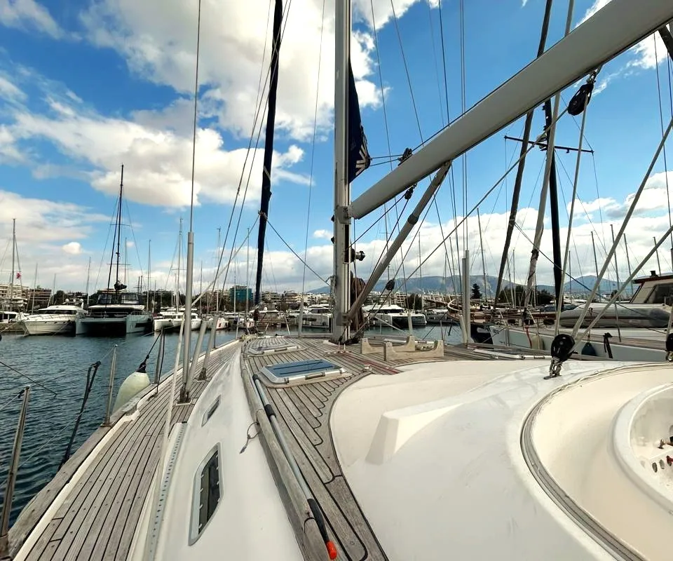 Deck of Alexandria, a Ocean Star 58.4 sailboat at Athens, Greece