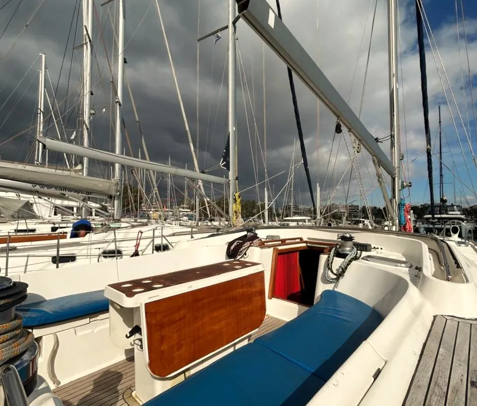 Deck of Alexandria, a Ocean Star 58.4 sailboat at Athens, Greece