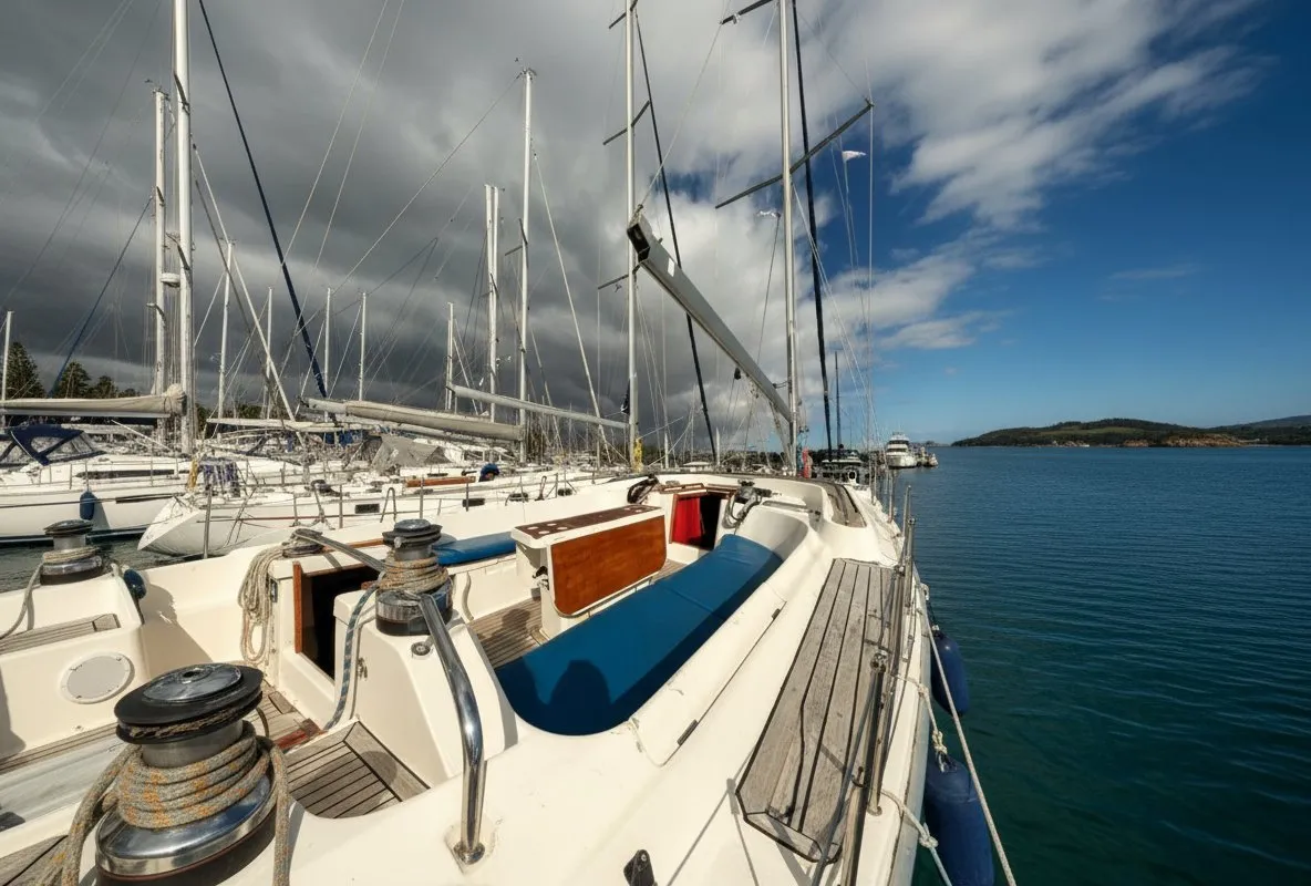 Exterior view of Alexandria, a Ocean Star 58.4 sailboat at Athens, Greece