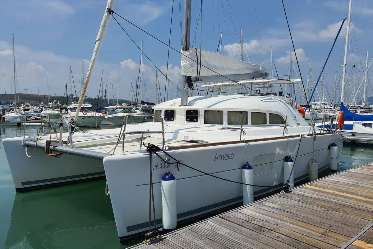 Exterior view of Amelie, a Lagoon 380 catamaran at Baan Salak Phet, Thailand