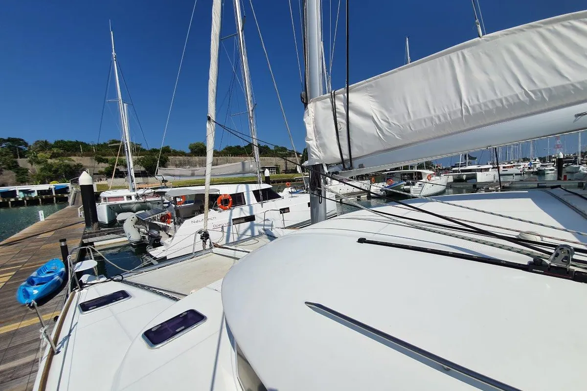 Deck of Amelie, a Lagoon 380 catamaran at Baan Salak Phet, Thailand