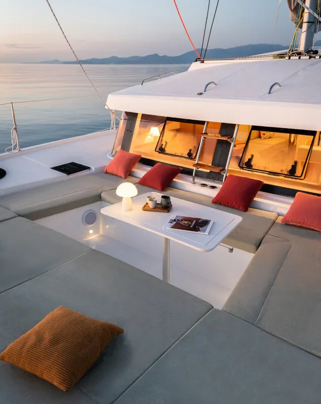 Deck of Aussie, a Bali Catsmart catamaran at Pirovac, Croatia