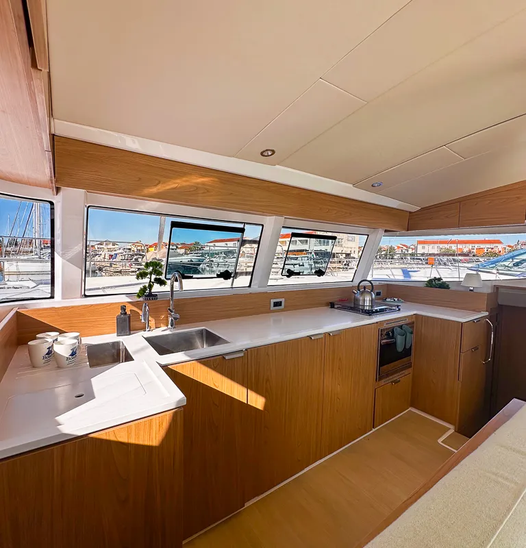 Galley of Aussie, a Bali Catsmart catamaran at Pirovac, Croatia