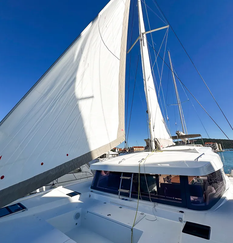 Exterior view of Aussie, a Bali Catsmart catamaran at Pirovac, Croatia