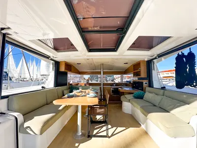 Salon of Aussie, a Bali Catsmart catamaran at Pirovac, Croatia