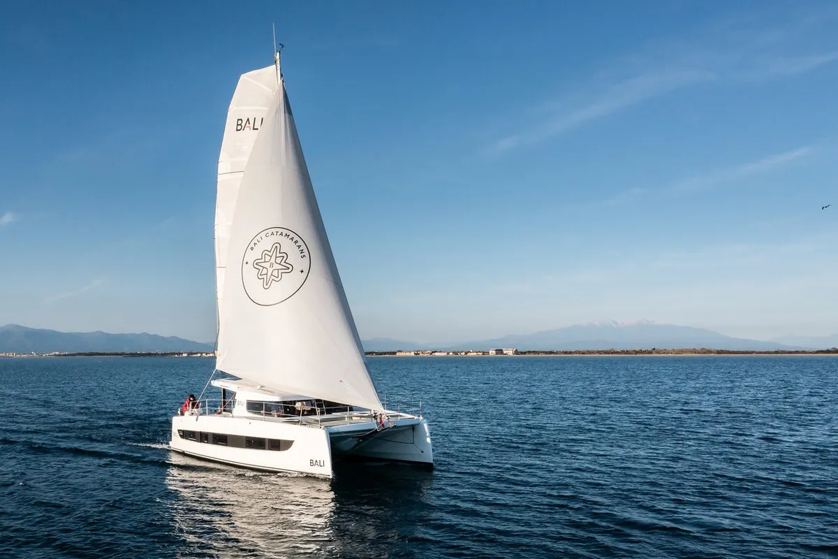 Exterior view of Aussie, a Bali Catsmart catamaran at Pirovac, Croatia