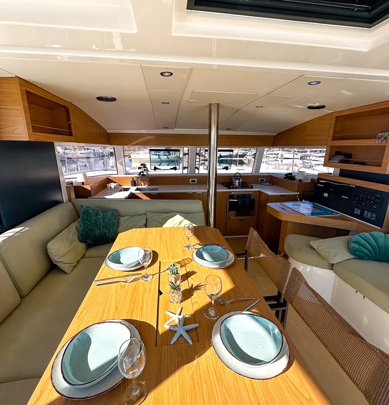 Salon of Aussie, a Bali Catsmart catamaran at Pirovac, Croatia