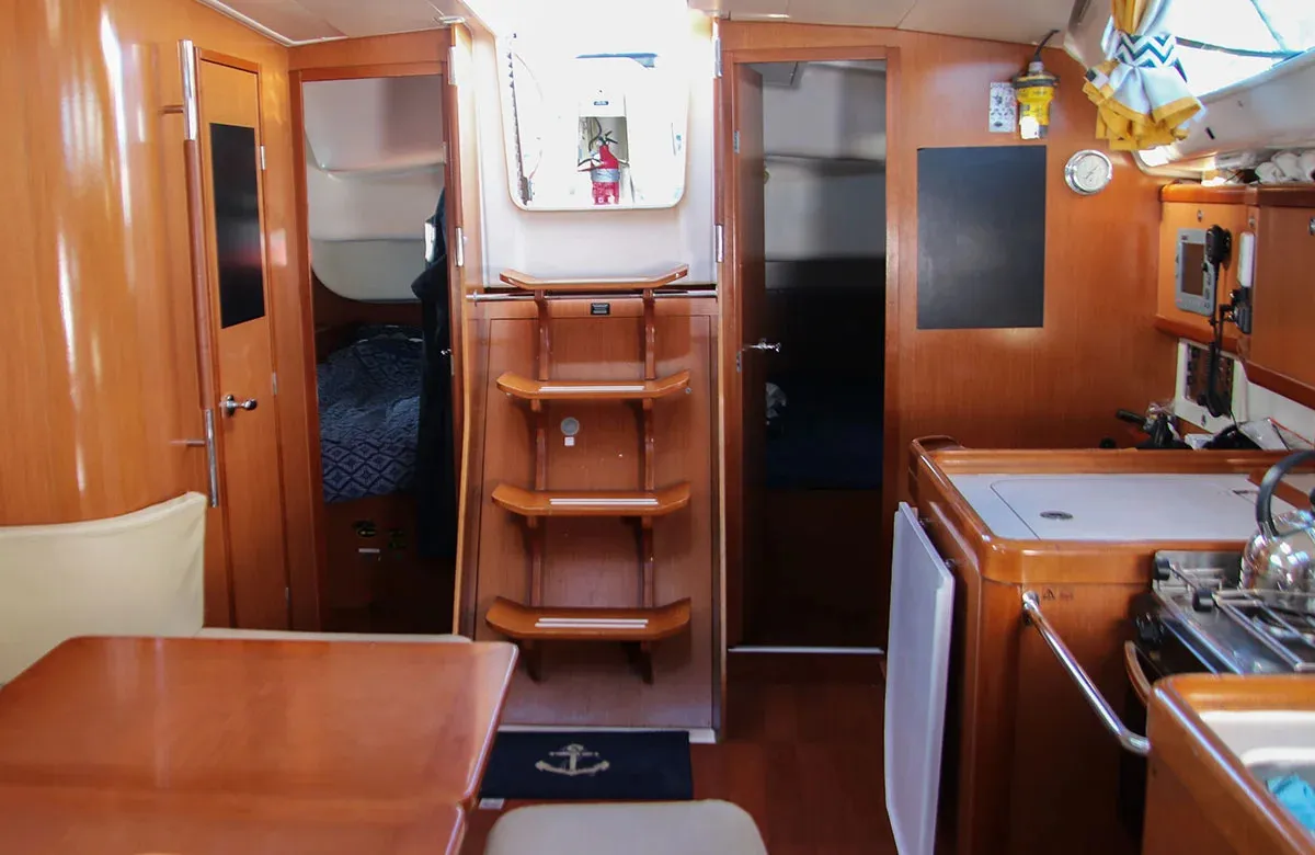 Salon of Beneteau Oceanis 40, a sailboat at Saint-Cast-le-Guildo, France