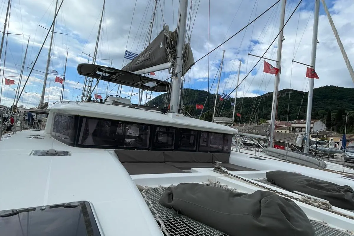 AMARE I, a Lagoon 450 F catamaran at Benitses, Greece