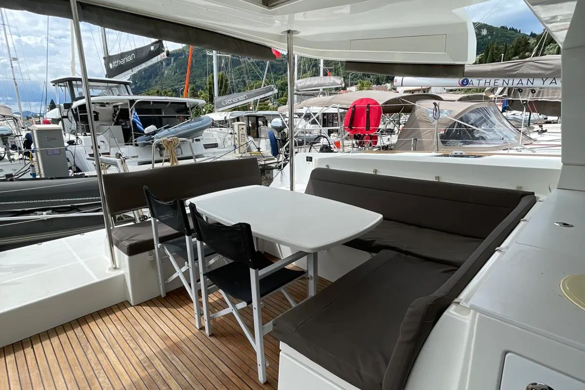 AMARE I, a Lagoon 450 F catamaran at Benitses, Greece