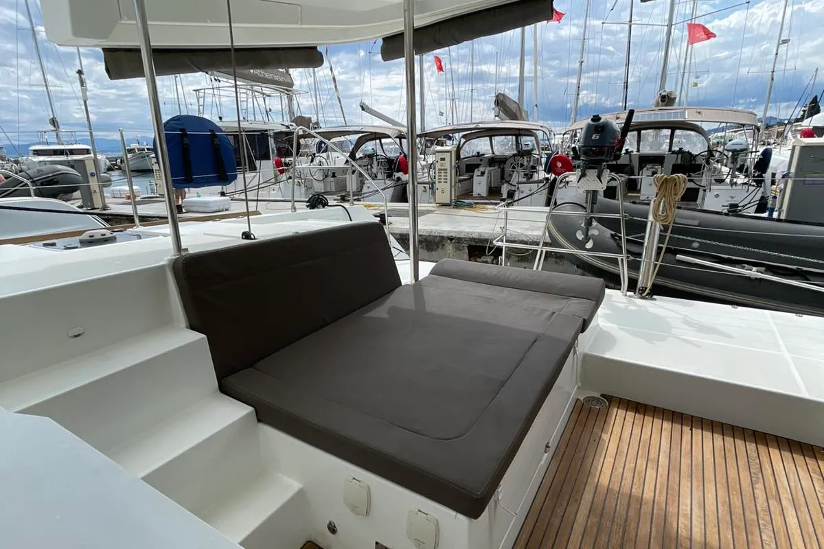 AMARE I, a Lagoon 450 F catamaran at Benitses, Greece