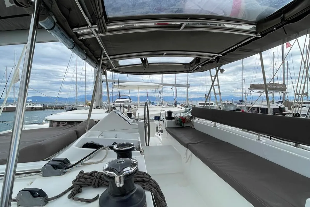 AMARE I, a Lagoon 450 F catamaran at Benitses, Greece