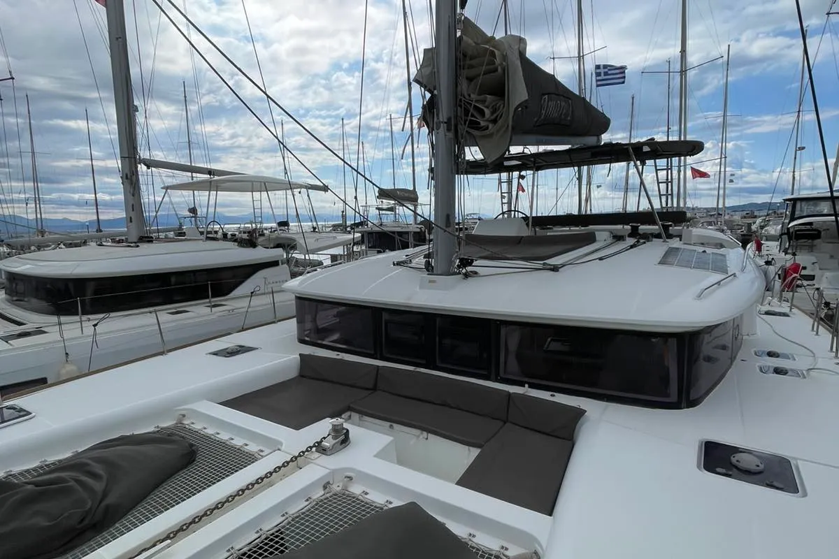AMARE I, a Lagoon 450 F catamaran at Benitses, Greece