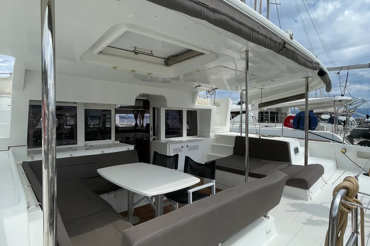 AMARE I, a Lagoon 450 F catamaran at Benitses, Greece