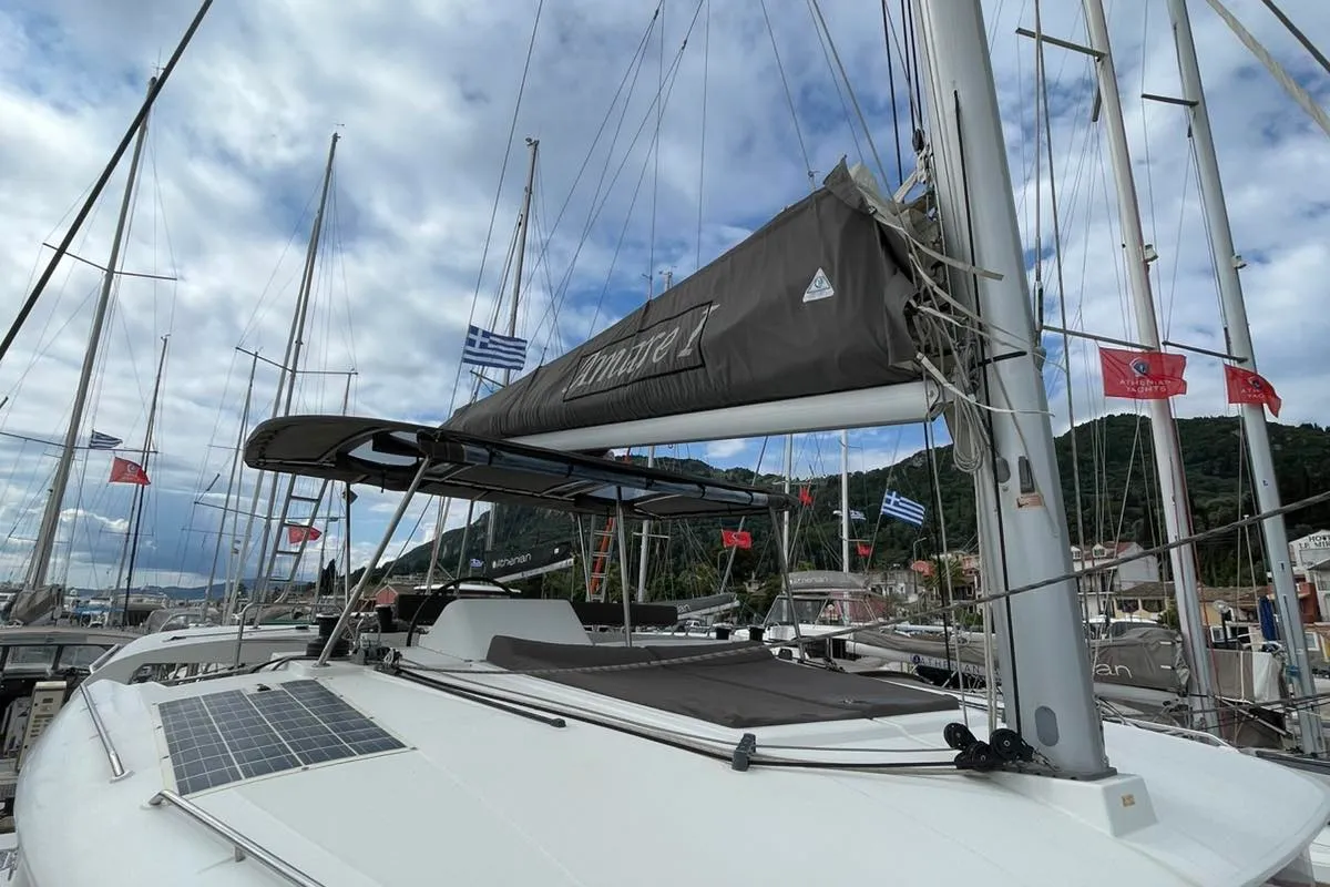 AMARE I, a Lagoon 450 F catamaran at Benitses, Greece