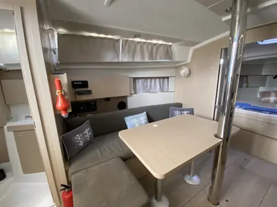 Salon of Beneteau Oceanis 38.1, a sailboat at Fethiye, Turkey