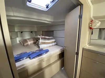 Cabin on Beneteau Oceanis 38.1, a sailboat at Fethiye, Turkey