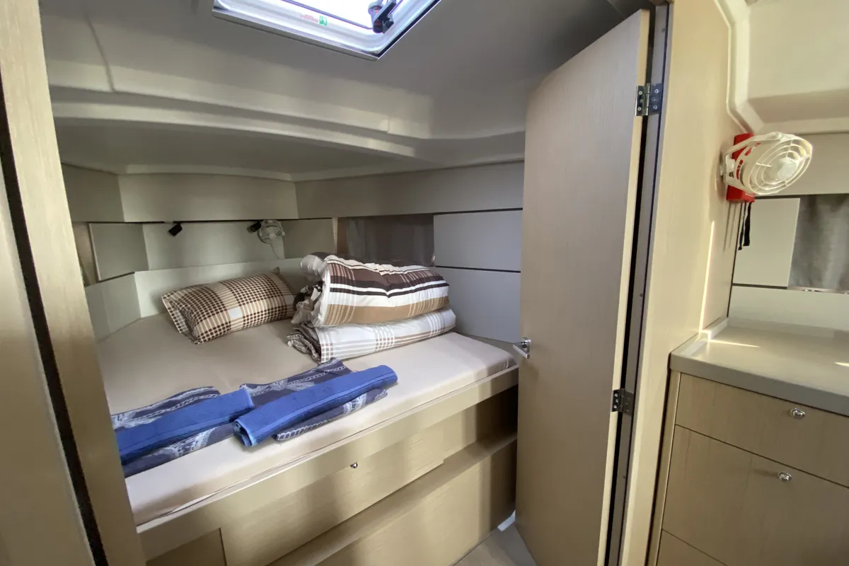 Cabin on Beneteau Oceanis 38.1, a sailboat at Fethiye, Turkey