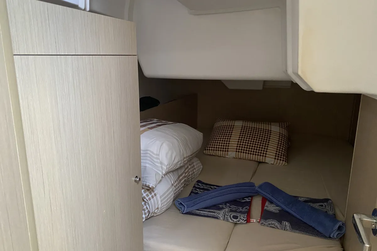 Cabin on Beneteau Oceanis 38.1, a sailboat at Fethiye, Turkey