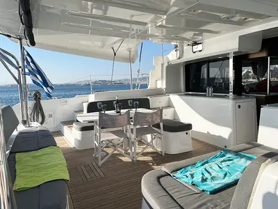 Deck of Mple, a Lagoon 46 catamaran at Athens, Greece