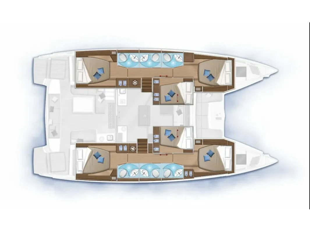 Floor plan of Lagoon 50, a catamaran at Athens, Greece