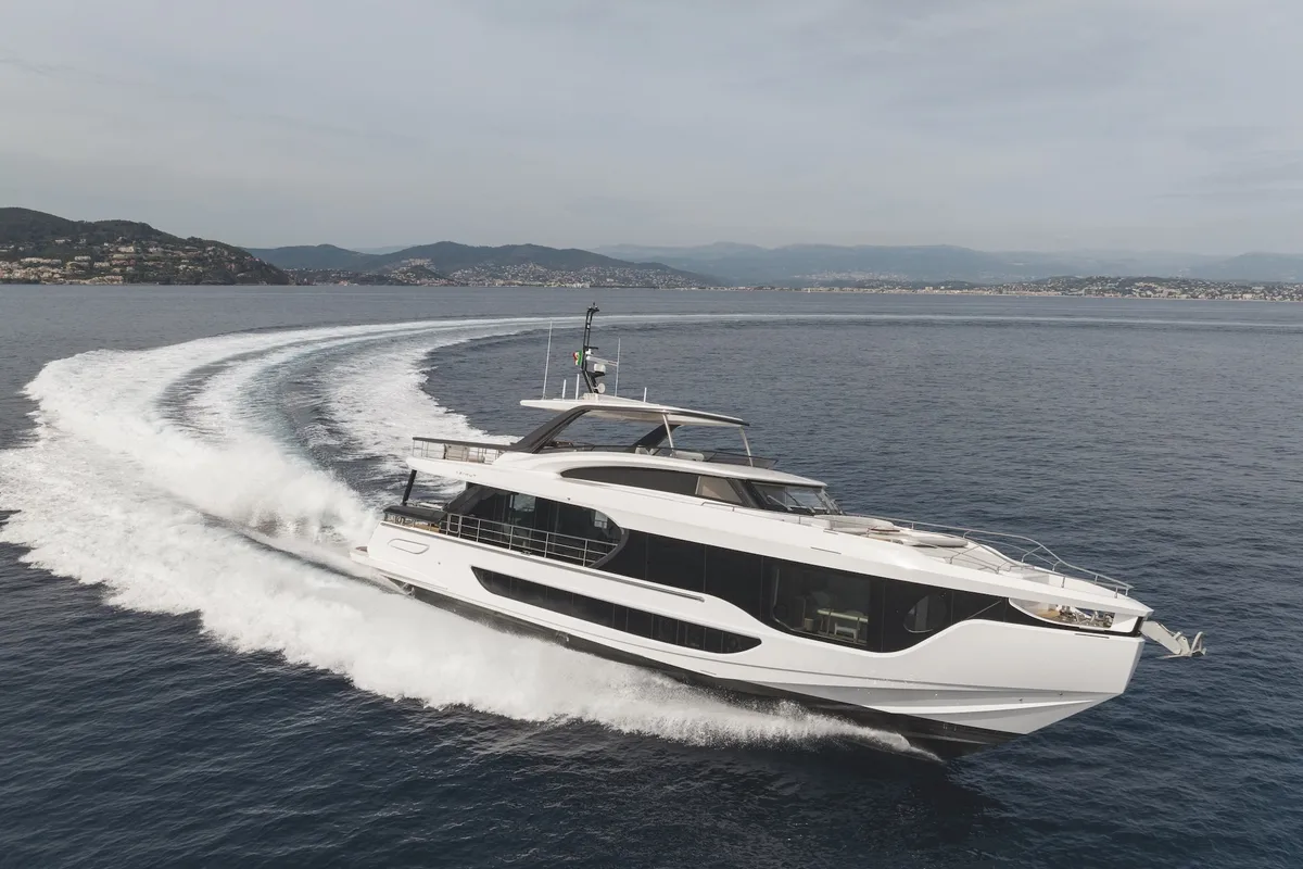 Exterior view of Azimut Grande 26M, a motor yacht at Šibenik, Croatia