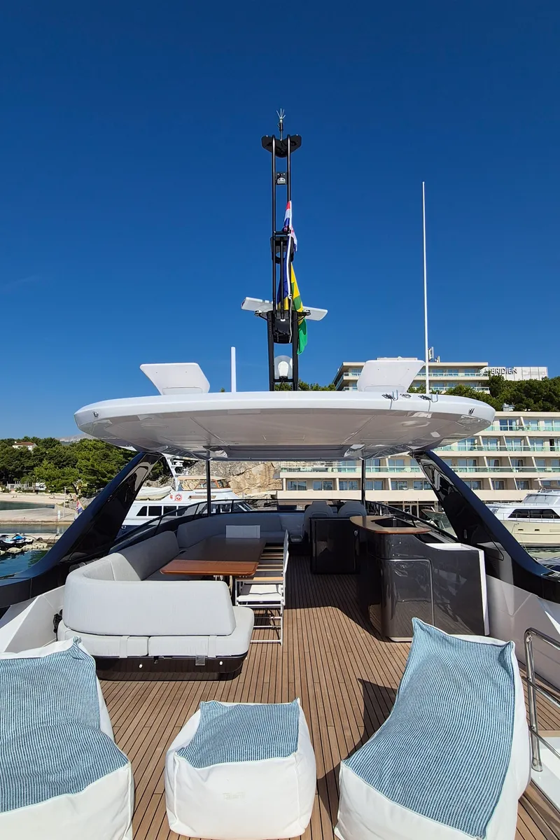 Deck of Azimut Grande 26M, a motor yacht at Šibenik, Croatia