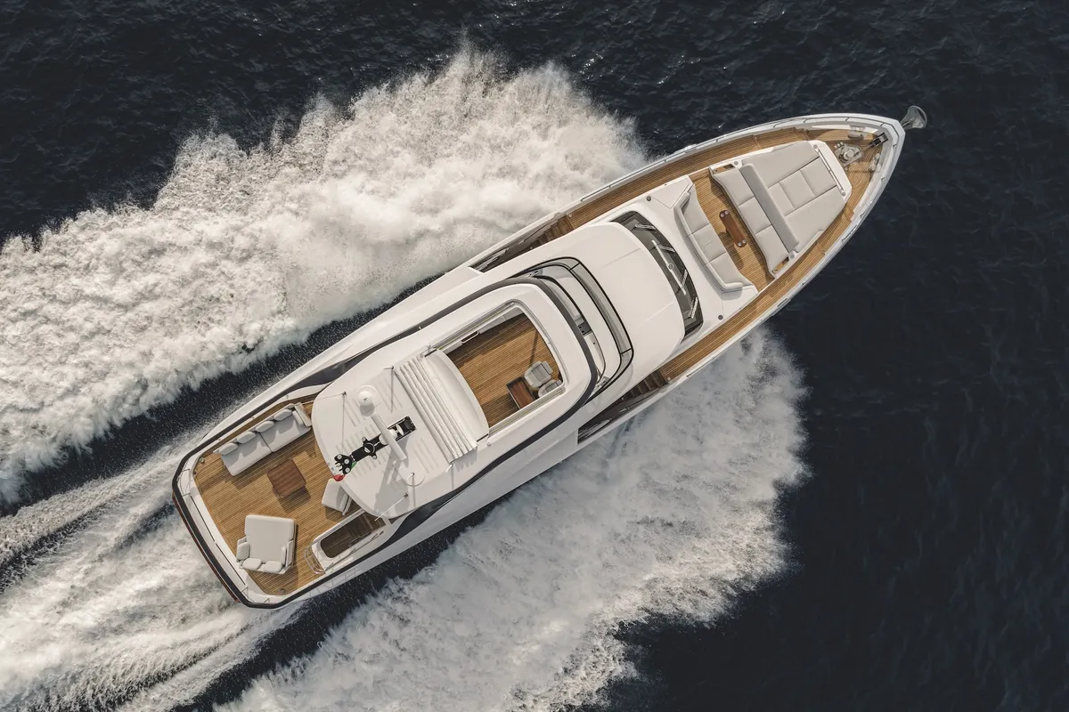 Exterior view of Azimut Grande 26M, a motor yacht at Šibenik, Croatia