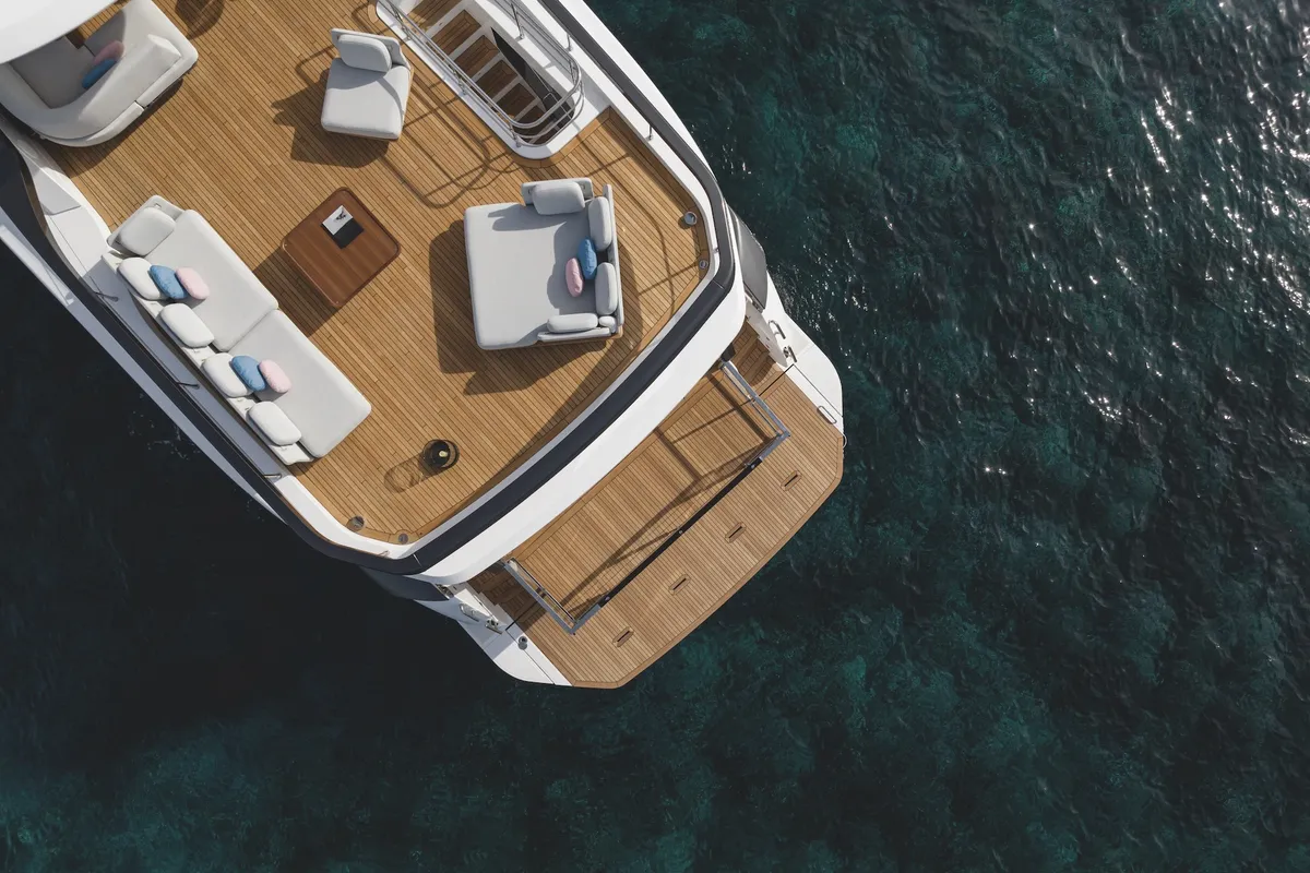 Deck of Azimut Grande 26M, a motor yacht at Šibenik, Croatia