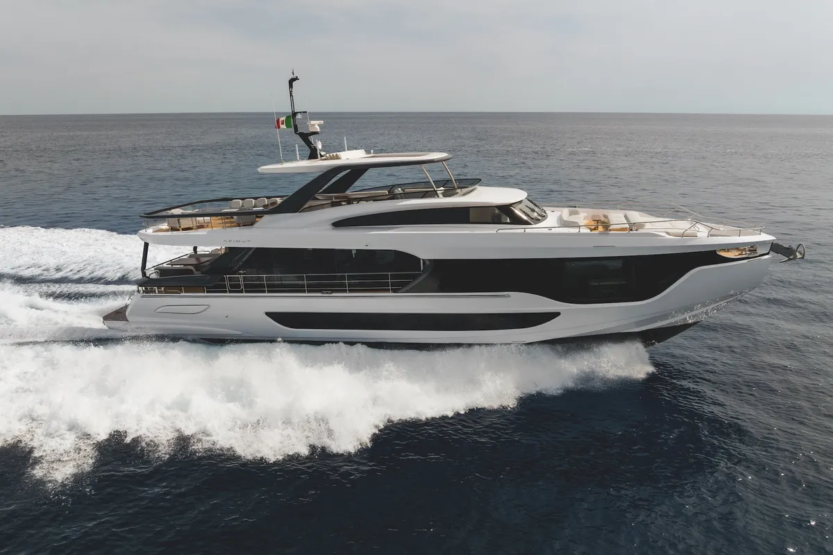 Exterior view of Azimut Grande 26M, a motor yacht at Šibenik, Croatia