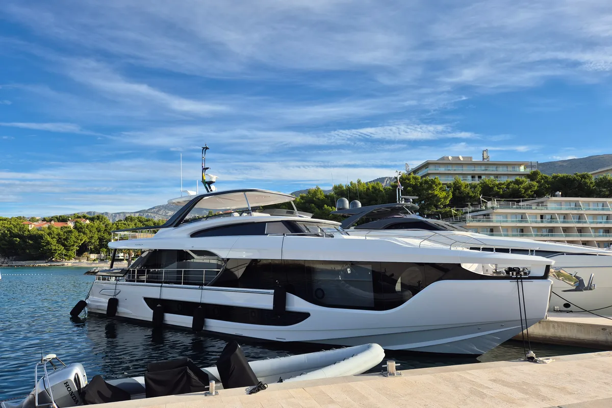 Exterior view of Azimut Grande 26M, a motor yacht at Šibenik, Croatia