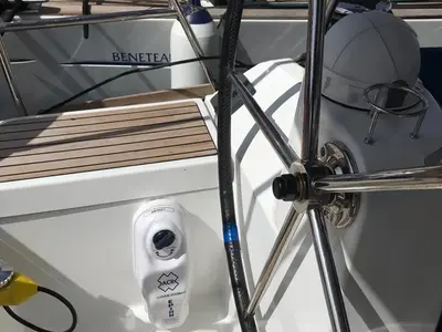 Cockpit of Alboran Cognac (Radazul), a Jeanneau Sun Odyssey 519 sailboat at El Rosario, Spain