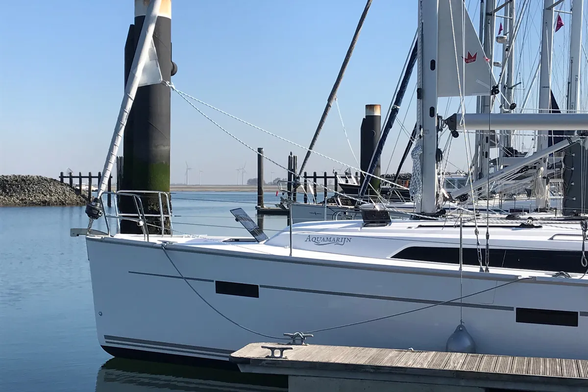 Exterior view of Aquamarijn, a Bavaria 41 Cruiser sailboat at Yerseke, Netherlands