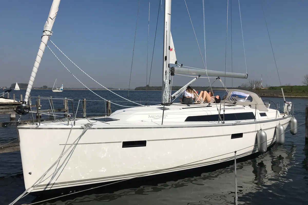 Exterior view of Aquamarijn, a Bavaria 41 Cruiser sailboat at Yerseke, Netherlands