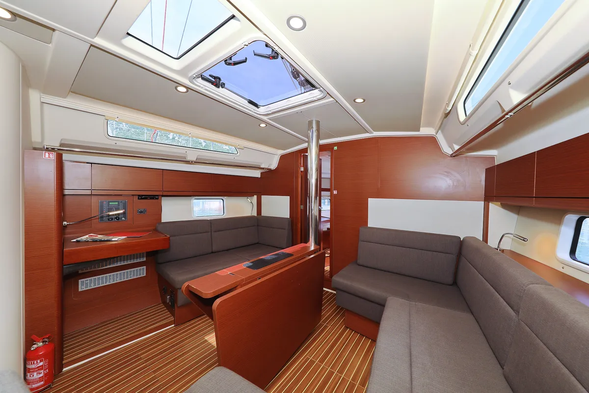 Salon of Vivien, a Hanse 418 sailboat at Dubrovnik, Croatia