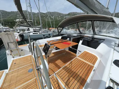 Deck of Vivien, a Hanse 418 sailboat at Dubrovnik, Croatia