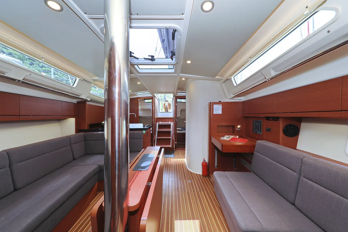 Salon of Vivien, a Hanse 418 sailboat at Dubrovnik, Croatia