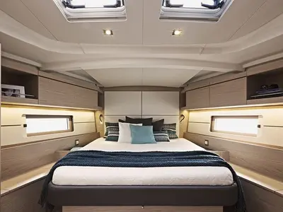 Cabin on Sine Cura III 3136, a Beneteau Oceanis 46.1 sailboat at Seget Donji, Croatia