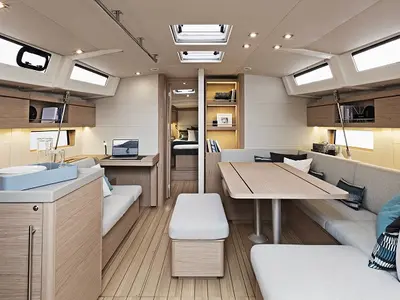 Salon of Sine Cura III 3136, a Beneteau Oceanis 46.1 sailboat at Seget Donji, Croatia
