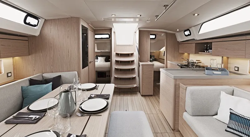 Salon of Sine Cura III 3136, a Beneteau Oceanis 46.1 sailboat at Seget Donji, Croatia
