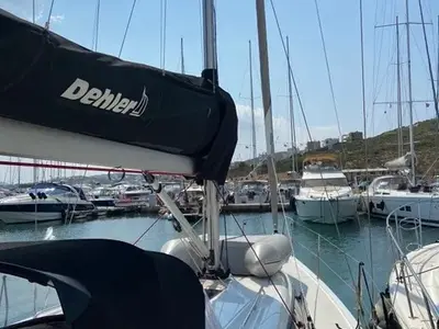 Deck of Polaris, a Dehler 38 SQ sailboat at Lavrion, Greece