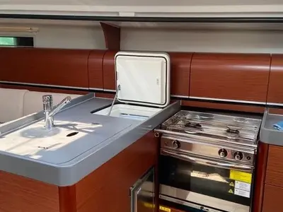 Galley of Polaris, a Dehler 38 SQ sailboat at Lavrion, Greece