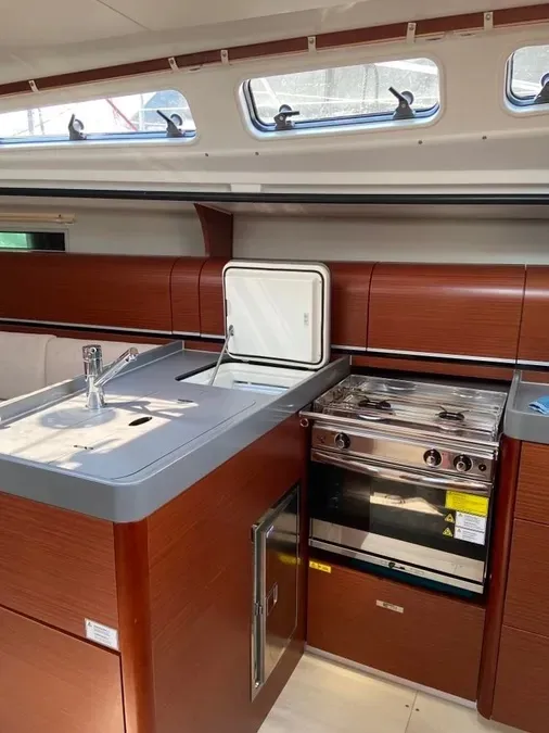 Galley of Polaris, a Dehler 38 SQ sailboat at Lavrion, Greece