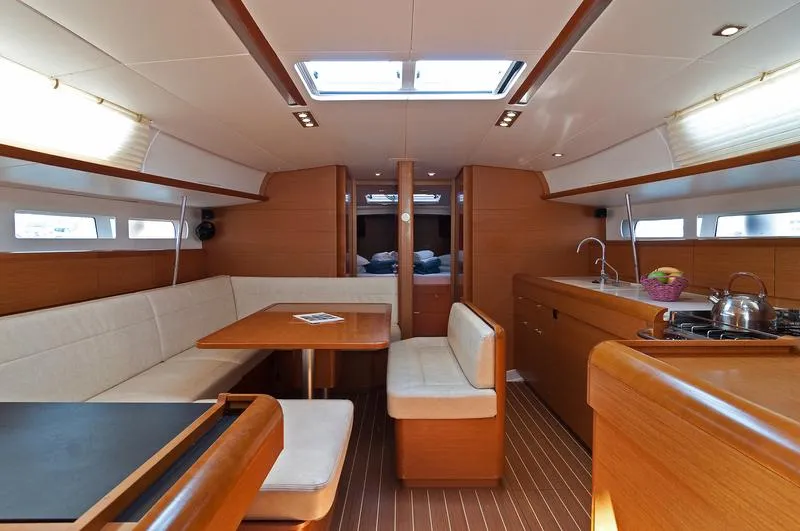 Salon of Aqua Kiss, a Jeanneau Sun Odyssey 509 sailboat at Grad Pula, Croatia