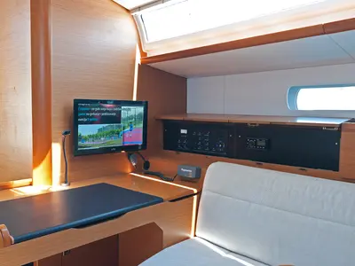 Salon of Aqua Kiss, a Jeanneau Sun Odyssey 509 sailboat at Grad Pula, Croatia