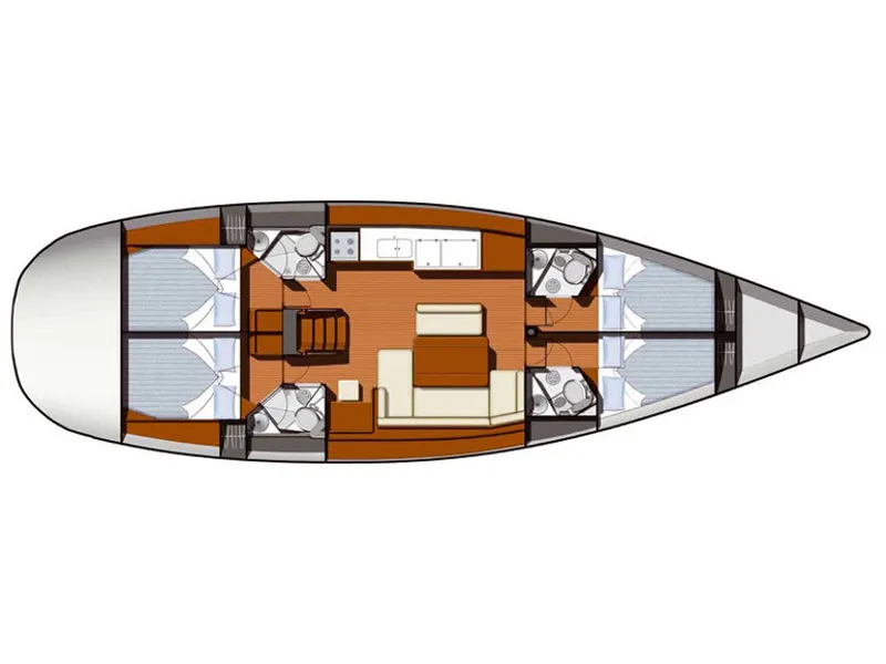 Floor plan of Vila I, a Jeanneau Sun Odyssey 49i sailboat at Općina Sukošan, Croatia