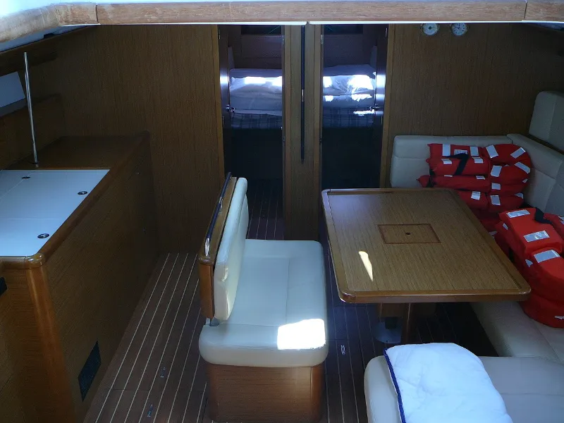 Salon of Vila I, a Jeanneau Sun Odyssey 49i sailboat at Općina Sukošan, Croatia