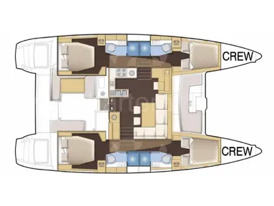 Floor plan of Cabin 2, a Lagoon 450 Fly catamaran at Municipal Unit of Lefkada, Greece