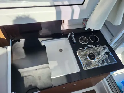 Galley of NN, a Jeanneau Merry Fisher 695 Serie2 motorboat at Seget Donji, Croatia